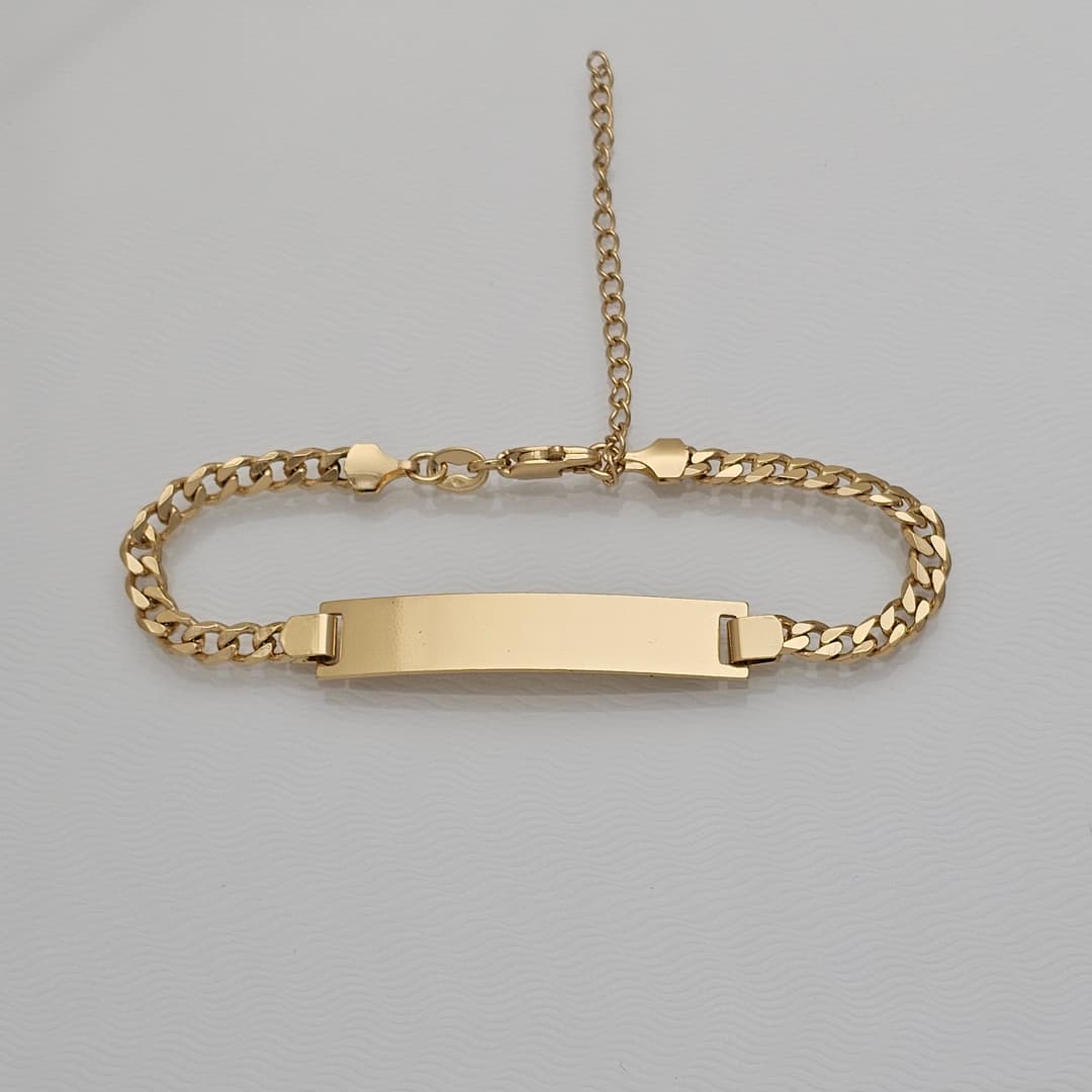 PULSERA CUBANA PLACA 17.5CM+5CM EXT 4MM