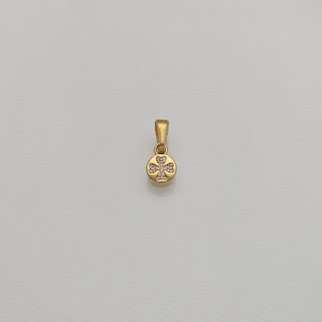 DIJE REDONDO MINI TREBOL MICROCIRCON CRISTAL