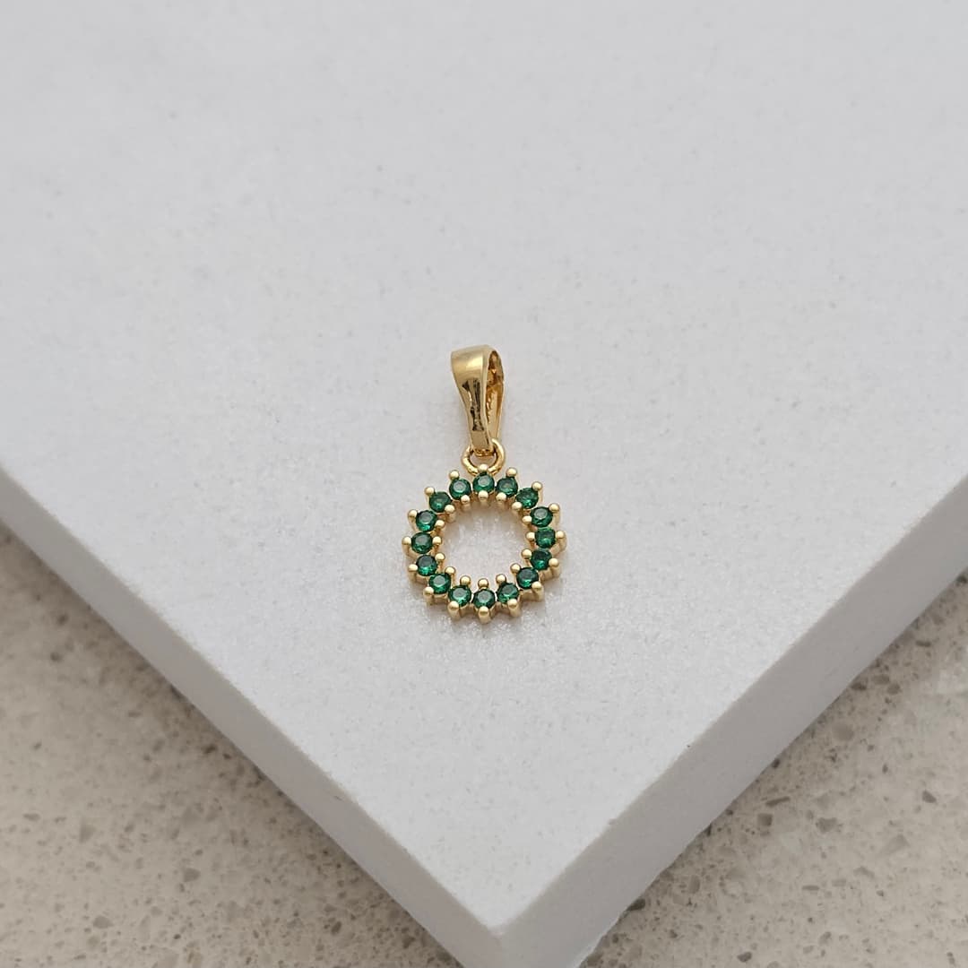 DIJE REDONDO VERDE CIRCON